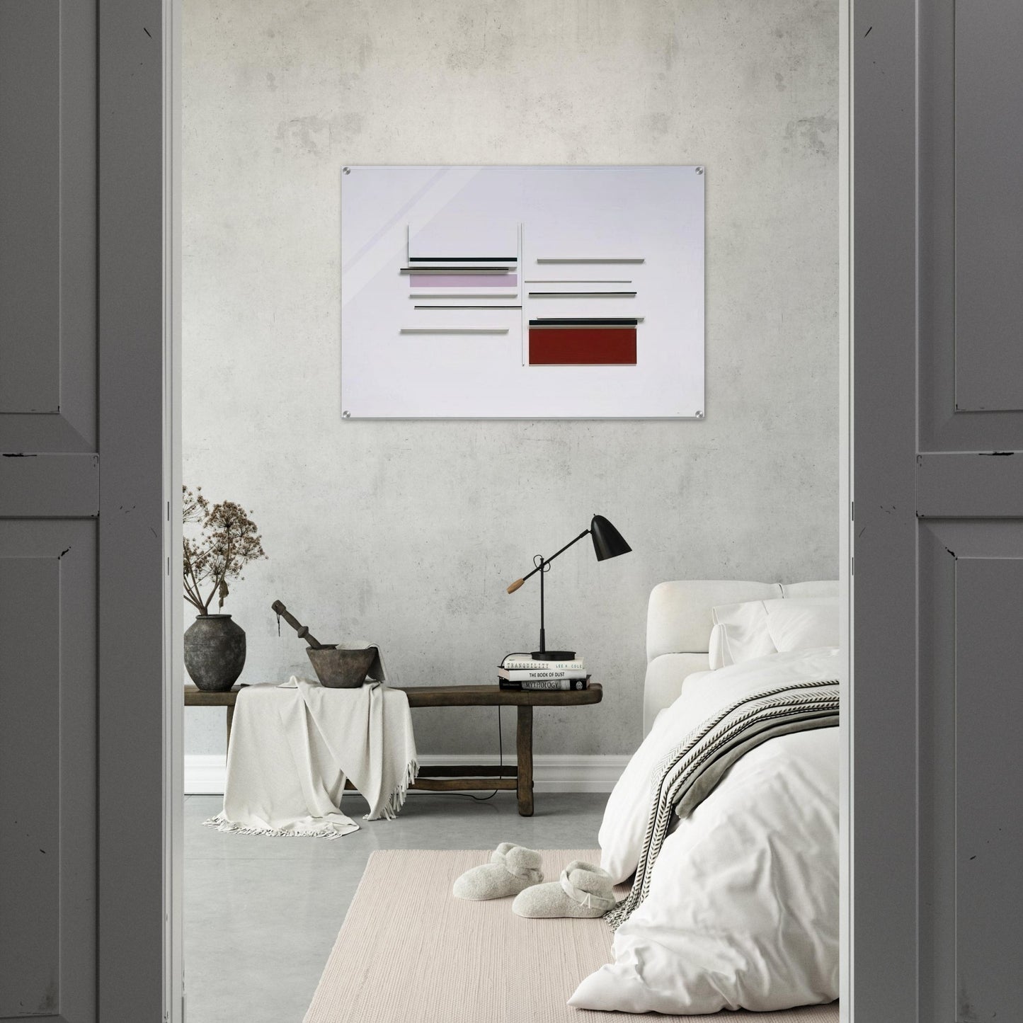 ABSTRACT IN WHITE BLACK INDIAN AND LILAC 1957 - Victor Pasmore Acrylic Print - 70x100 cm / 28x40″ inches