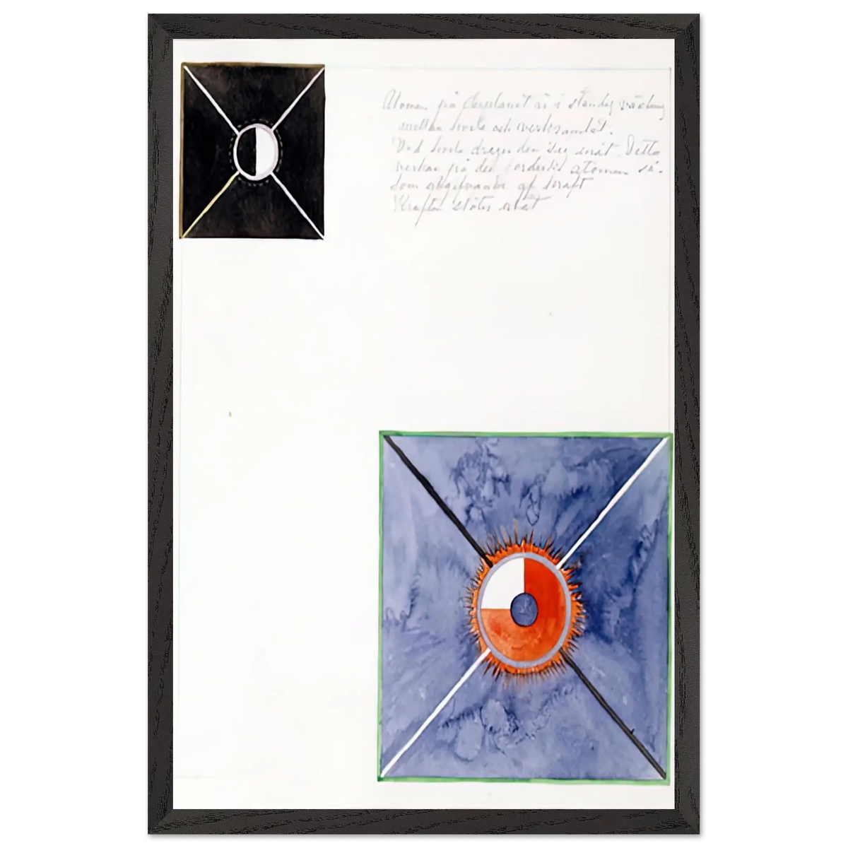Hilma af Klint - ATOM SERIES NO 8 ATOM ON THE ETHER PLANE IS IN CONSTANT CHANGE BETWEEN REST AND ACTIVITY AT THE 1917 Wall art - 50x70 cm / 20x28 Inches - Premium Wooden Framed Poster With Fine Art Paper - Wood frame