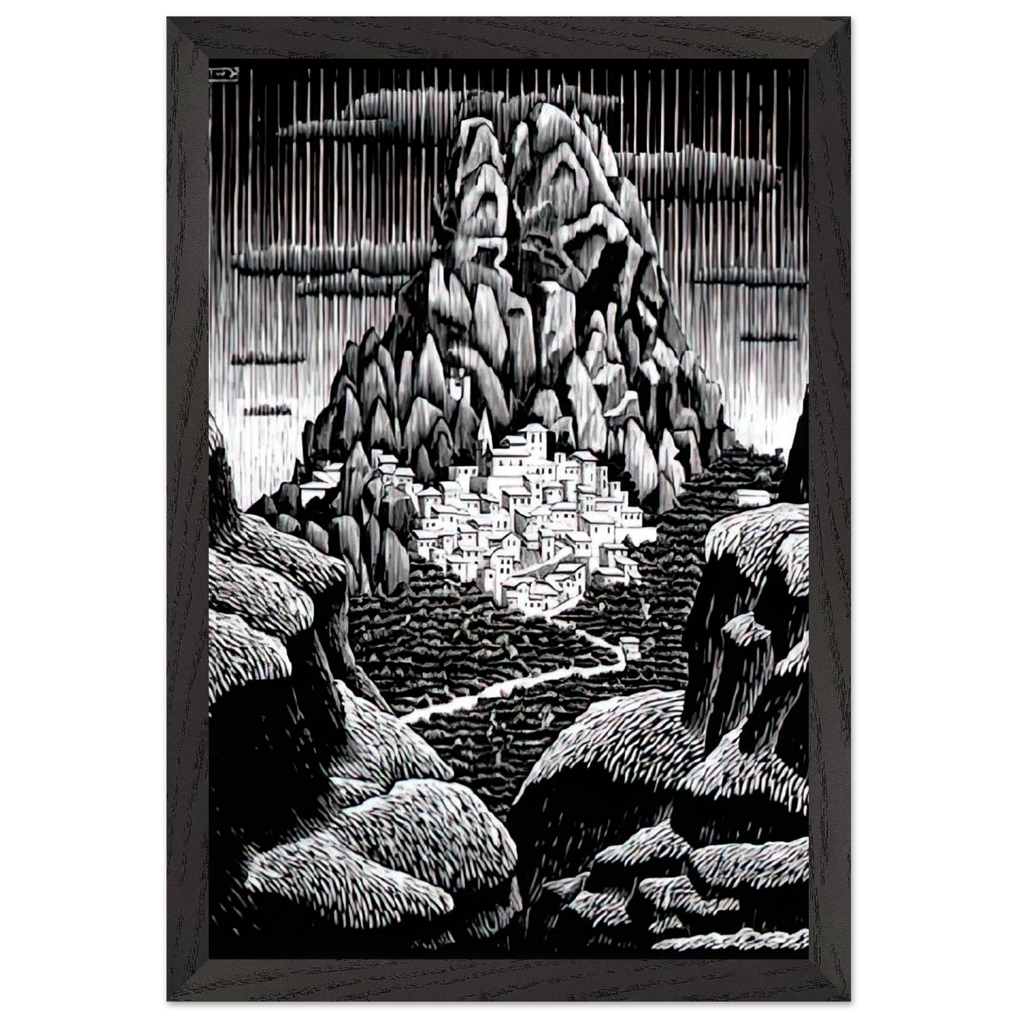 MC Escher - PENTEDATTIO CALABRIA JANUARY 1930 1930 Wall Art - 60x80 cm / 24x32 inches - Fine Art Poster-canvas - -