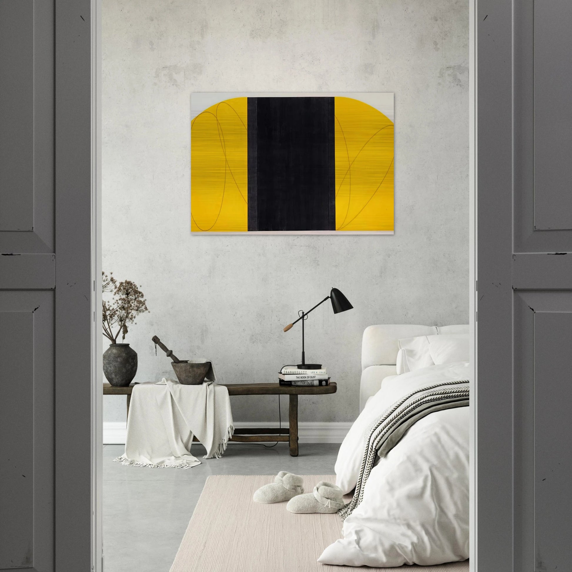 ELLOW BLACK ZONE PAINTING IV 1996 - Robert Mangold Brushed Aluminum Print - 70x100 cm / 28x40 inches | Robert Mangold Aluminum Print | Robert Mangold Prints
