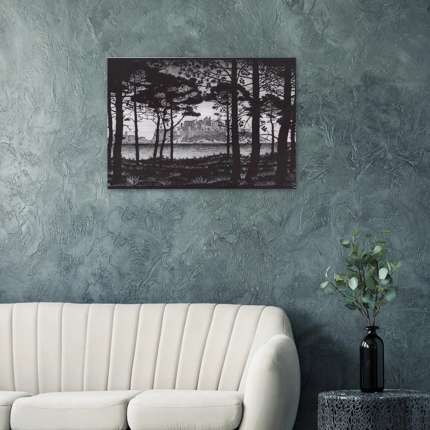 PINETA OF CALVI CORSICA - MC Escher Brushed Aluminum Print - 70x100 cm / 28x40 inches | MC Escher Aluminum Print | MC Escher Prints