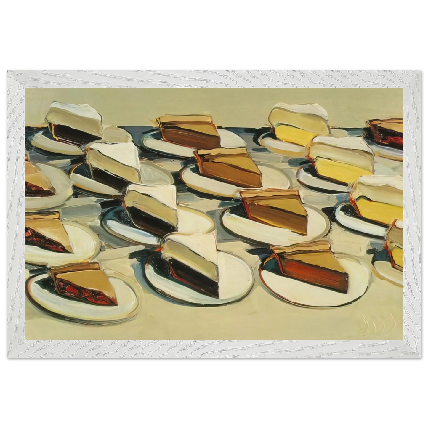 Wayne Thiebaud - Pies, Pies, Pies - 1961 Wall Art - 60x80 cm / 24x32 inches - Premium Wooden Framed Poster With Fine Art Paper-canvas - Black frame