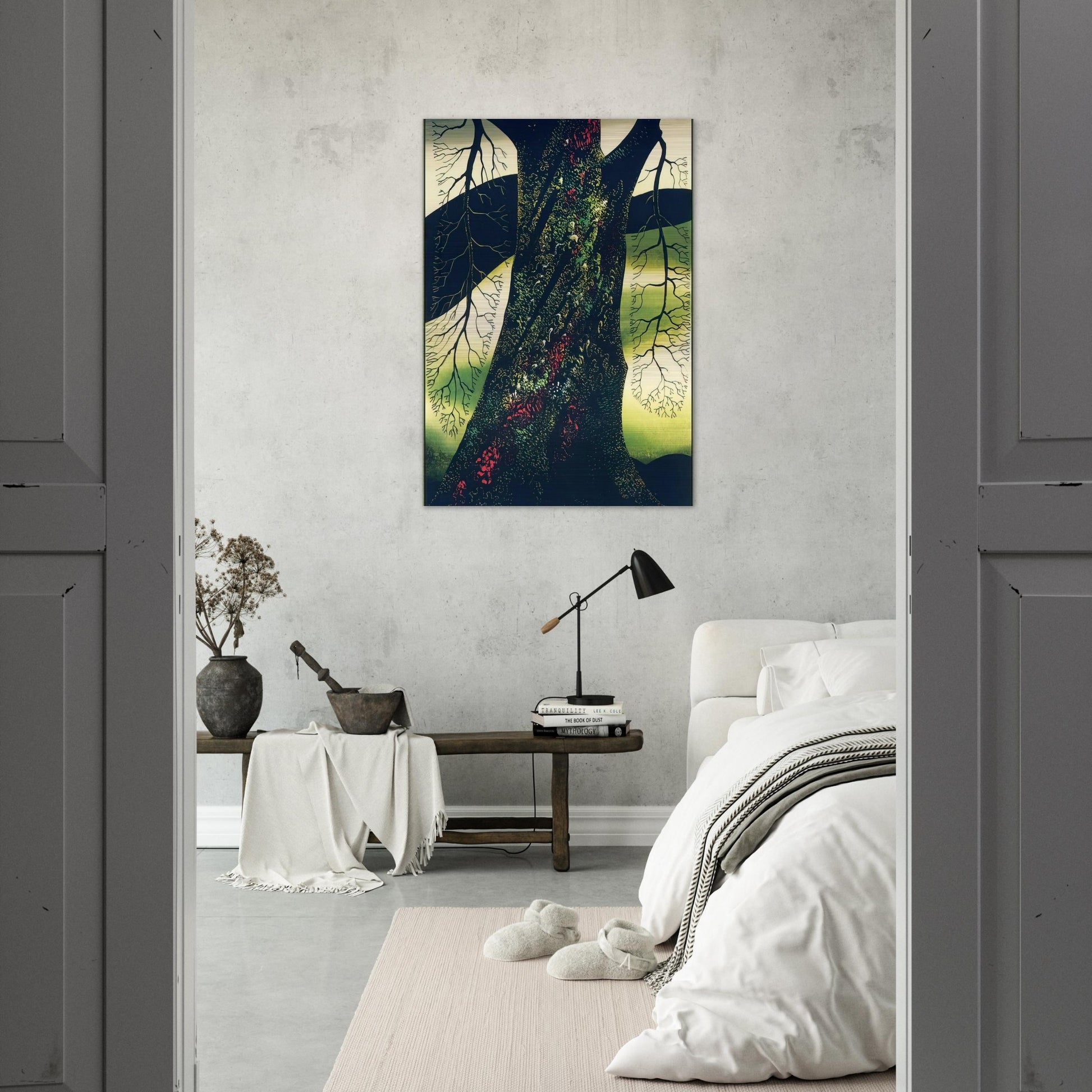 Oak Tree - Eyvind Earle Brushed Aluminum Print - 70x100 cm / 28x40 inches | Eyvind Earle Aluminum Print | Eyvind Earle Prints