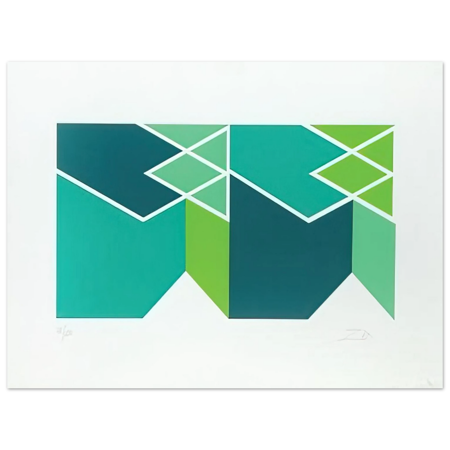 Larry Zox - Green Composition - 1980  75x100 cm / 30x40inches Fine Art Poster