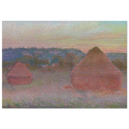 Stacks of Wheat End of Day, Autumn - claude monet Brushed Aluminum Print - 70x100 cm / 28x40 inches | claude monet Aluminum Print | claude monet Prints