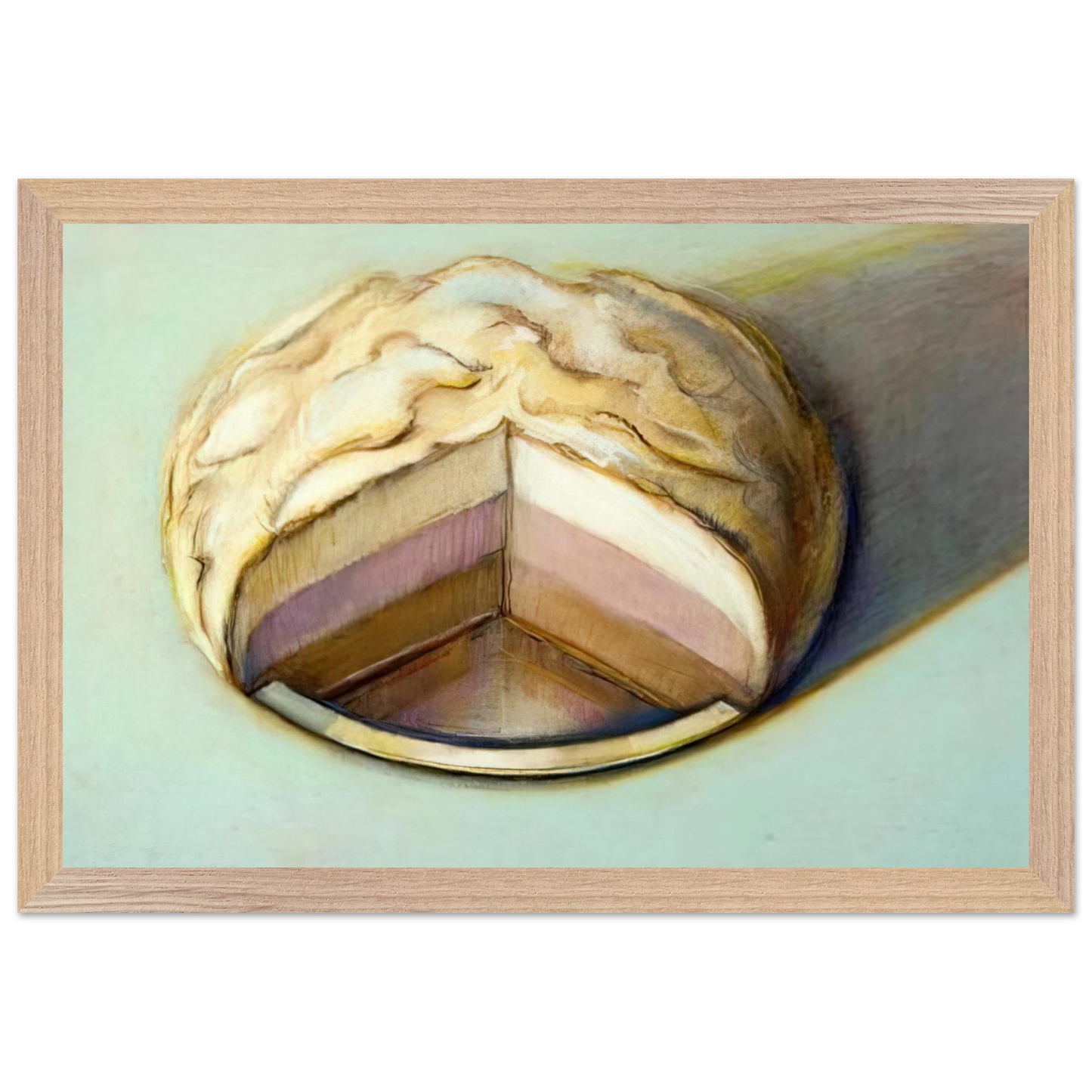 Wayne Thiebaud - Neapolitan Meringue - 1999 Wall Art - 21x29.7 cm / 8x12" - Premium Wooden Framed Poster With Fine Art Paper - White frame