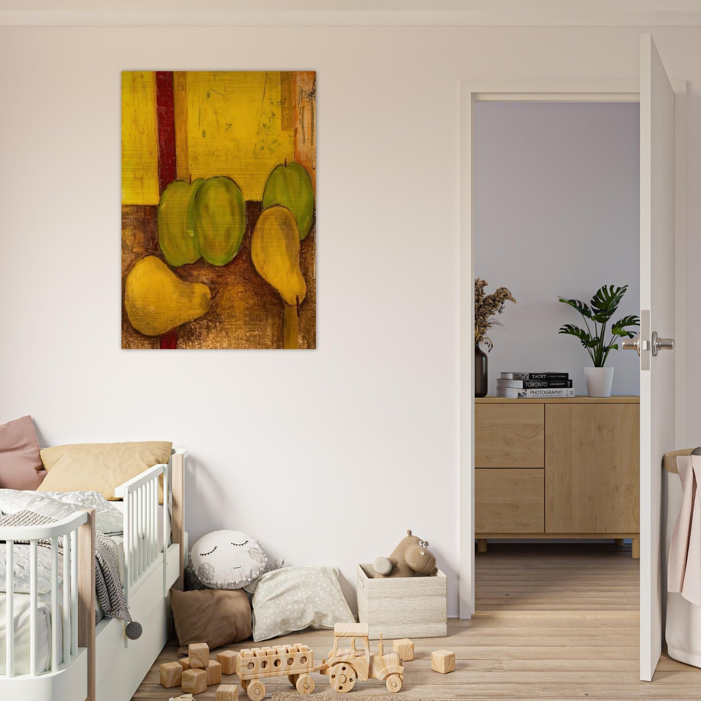 Still life with green apples and pears - 1948 - Forrest Bess Brushed Aluminum Print - 70x100 cm / 28x40 inches | Forrest Bess Aluminum Print | Forrest Bess Prints