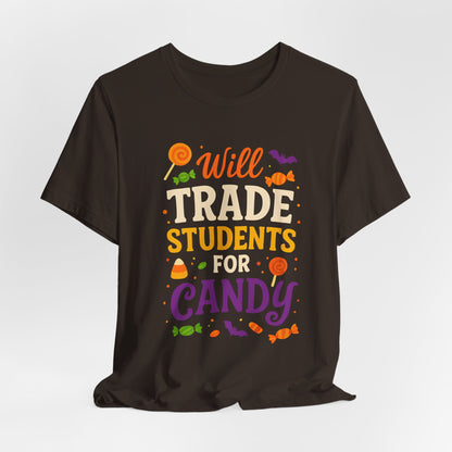 Zal Studenten Ruilen Voor Snoep Leerkracht Schattig Halloween Kostuum T-Shirt