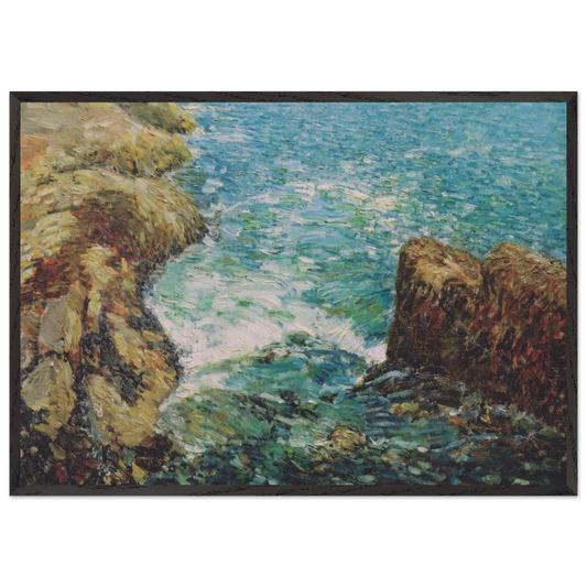 Surf and Rocks - Childe Hassam 70x100 cm / 28x40 inches Framed Art Print – Black Wooden Frame