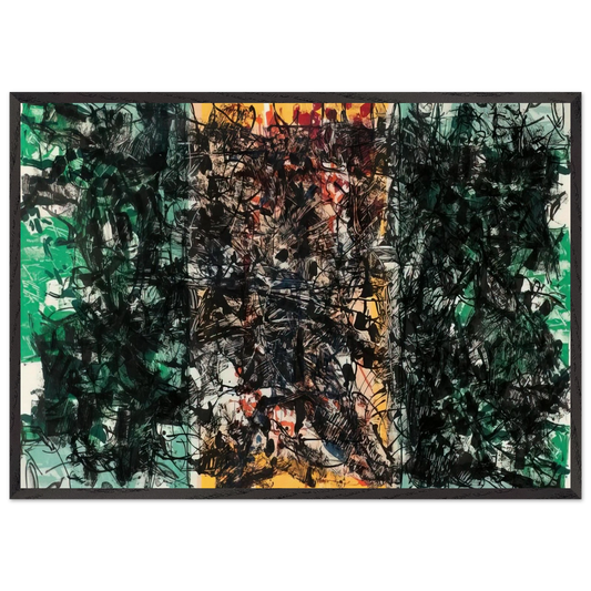 Triptyque orange - Jean-Paul Riopelle 70x100 cm / 28x40 inches Framed Art Print – Black Wooden Frame