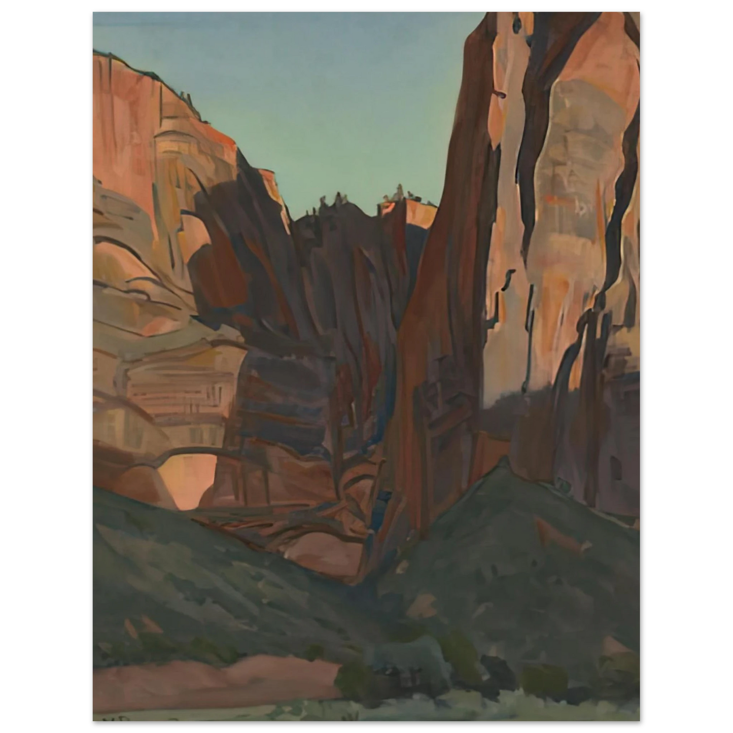 Maynard Dixon - NOTCH IN THE WALL ZION NATIONAL PARK AUGUST 1933 1933 Wall art - 60x80 cm / 24x32 inches - Premium Wooden Framed Poster With Fine Art Paper-canvas - Black frame