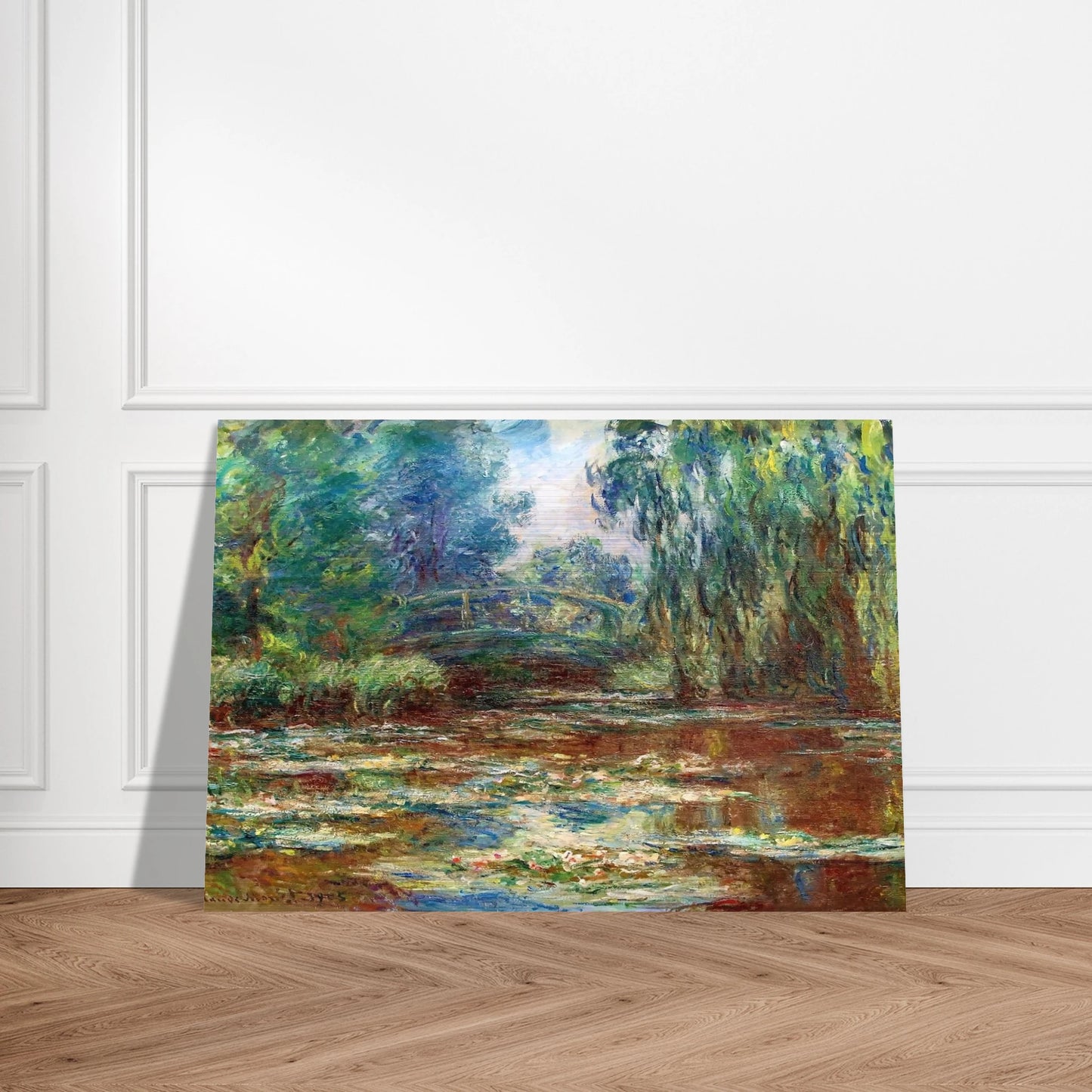 Water Lily Pond and Bridge - claude monet Brushed Aluminum Print - 70x100 cm / 28x40 inches | claude monet Aluminum Print | claude monet Prints