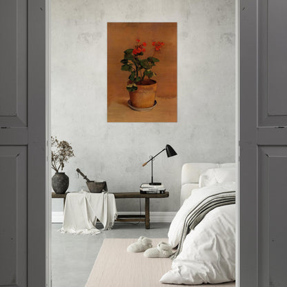 A POT OF GERANIUMS - Odilon Redon Brushed Aluminum Print - 70x100 cm / 28x40 inches | Odilon Redon Aluminum Print | Odilon Redon Prints