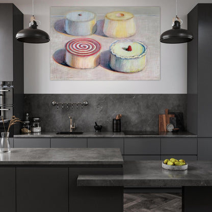 Four Cakes - 1996 - Wayne Thiebaud Art Prints - 100x150 cm / 40x60″ inches | Wayne Thiebaud Poster | Wayne Thiebaud Prints