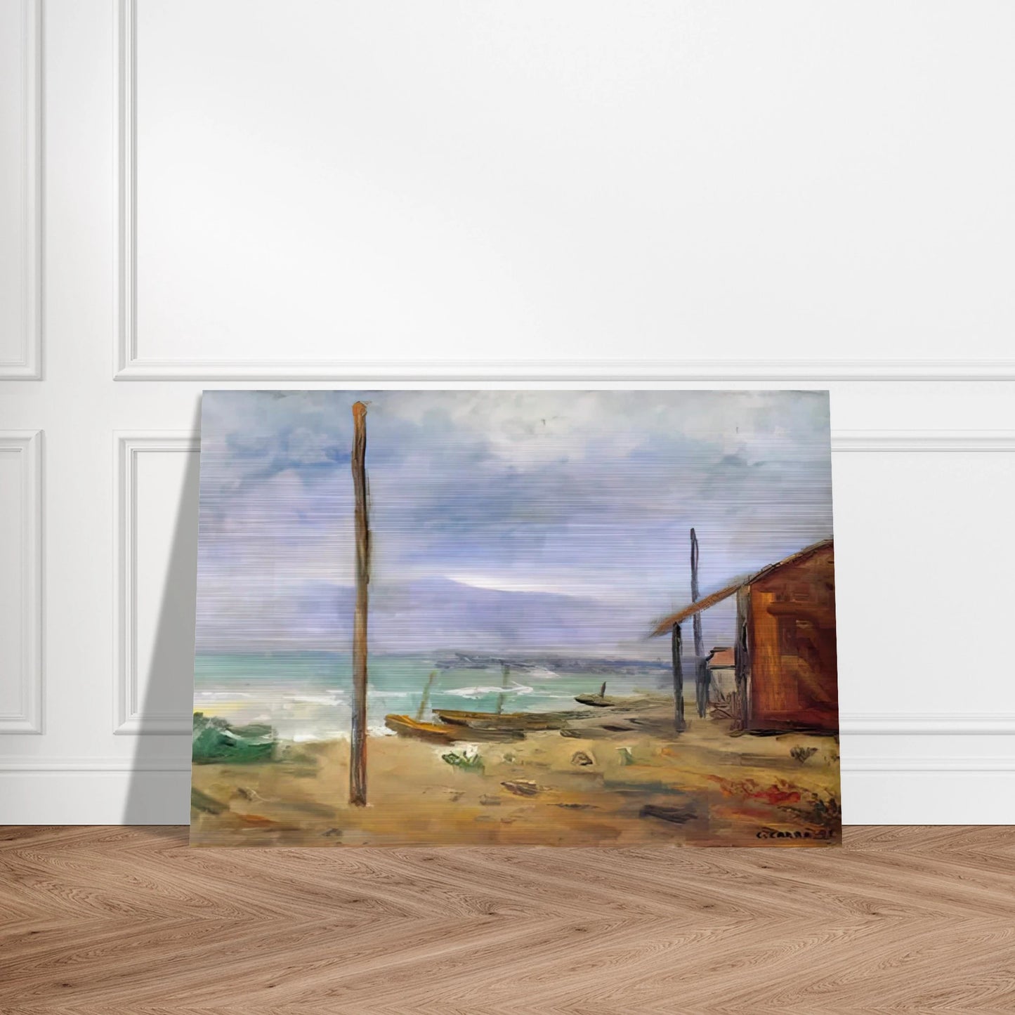 PIOGGIA AL MARE 1929 - Carlo Carra Brushed Aluminum Print - 70x100 cm / 28x40 inches | Carlo Carra Aluminum Print | Carlo Carra Prints