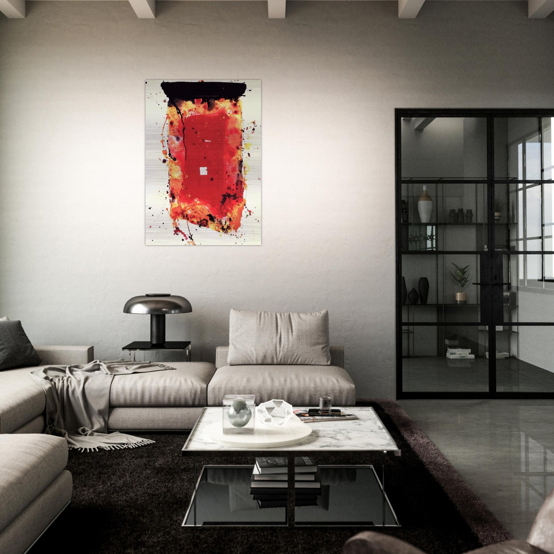 Flash Point - Sam Francis Brushed Aluminum Print - 70x100 cm / 28x40 inches | Sam Francis Aluminum Print | Sam Francis Prints