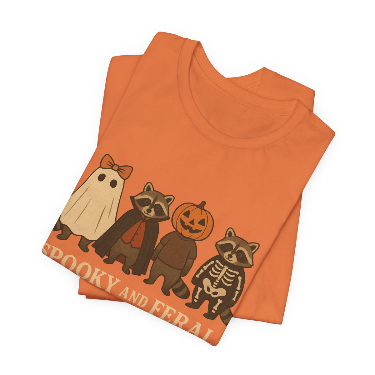 Spooky Raccoon Shirt, Grappige Halloween Grafisch T-shirt, Schattig Vintage Herfst T-shirt, Trendy Vrouwen Halloween Shirt, Feral Raccoon T-shirt