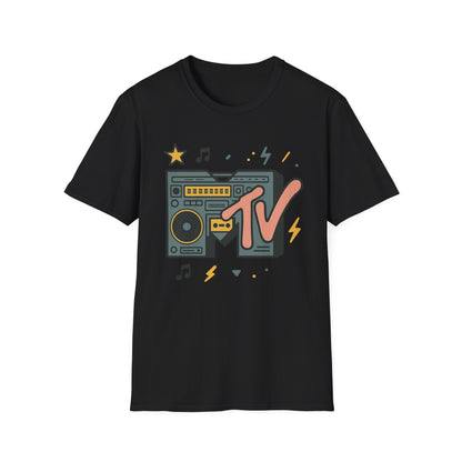 Retro MTV Vintage Luipaardprint Muziek Televisie Grafisch T-shirt 80s 90s Throwback Unisex Band Shirt Dierenprint Rockstijl T-Shirt