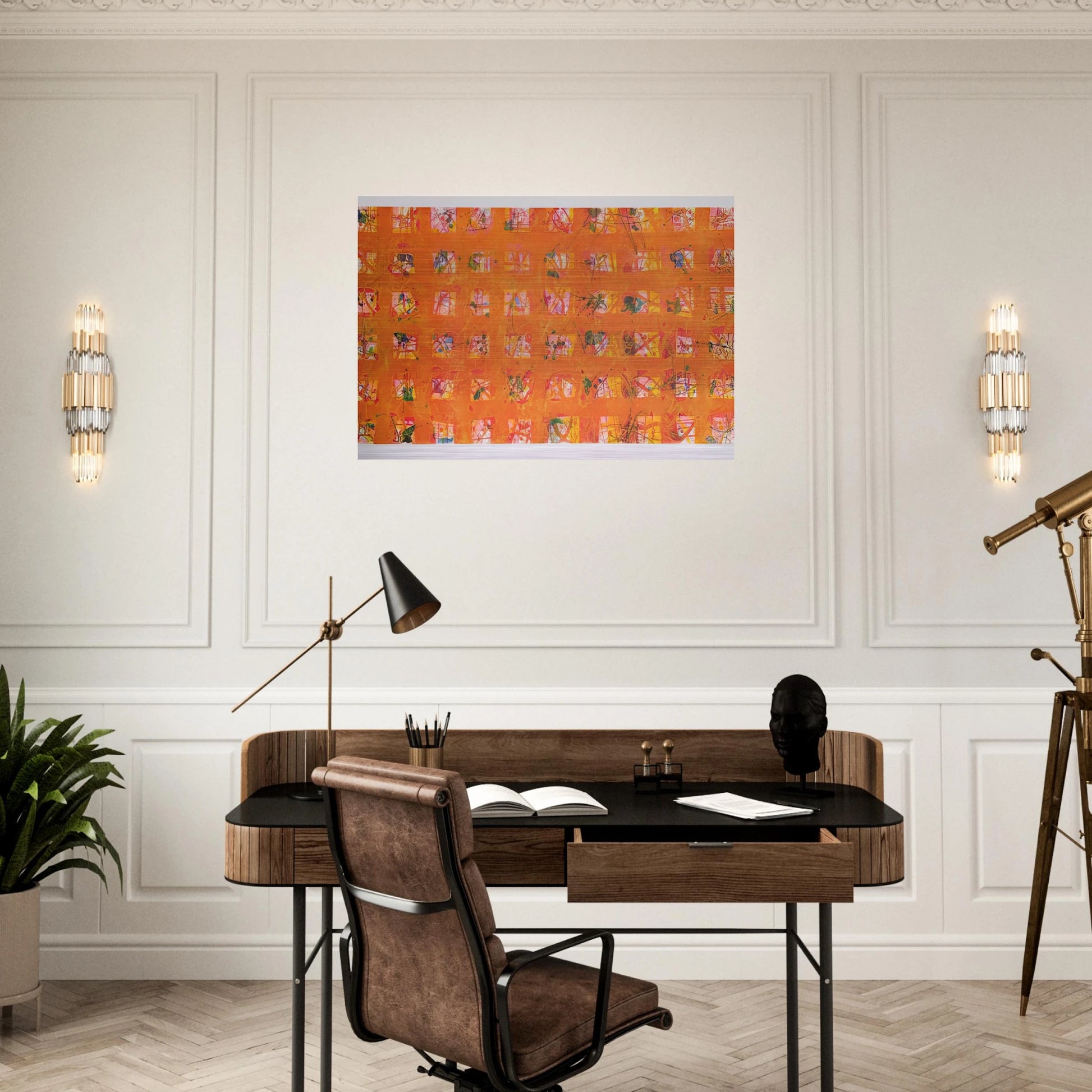 Pioggia d'Oro  Golden Rain  - Sam Francis Brushed Aluminum Print - 70x100 cm / 28x40 inches | Sam Francis Aluminum Print | Sam Francis Prints