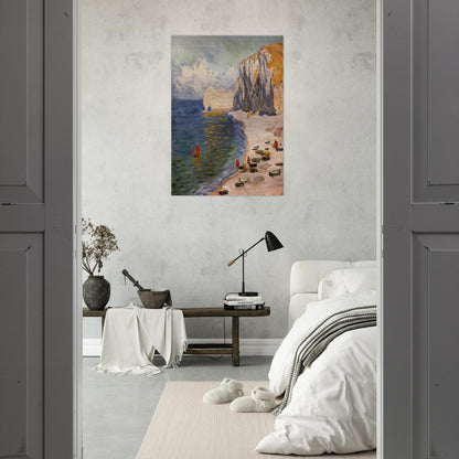 The Beach and the Falaise d'Amont - claude monet Brushed Aluminum Print - 70x100 cm / 28x40 inches | claude monet Aluminum Print | claude monet Prints