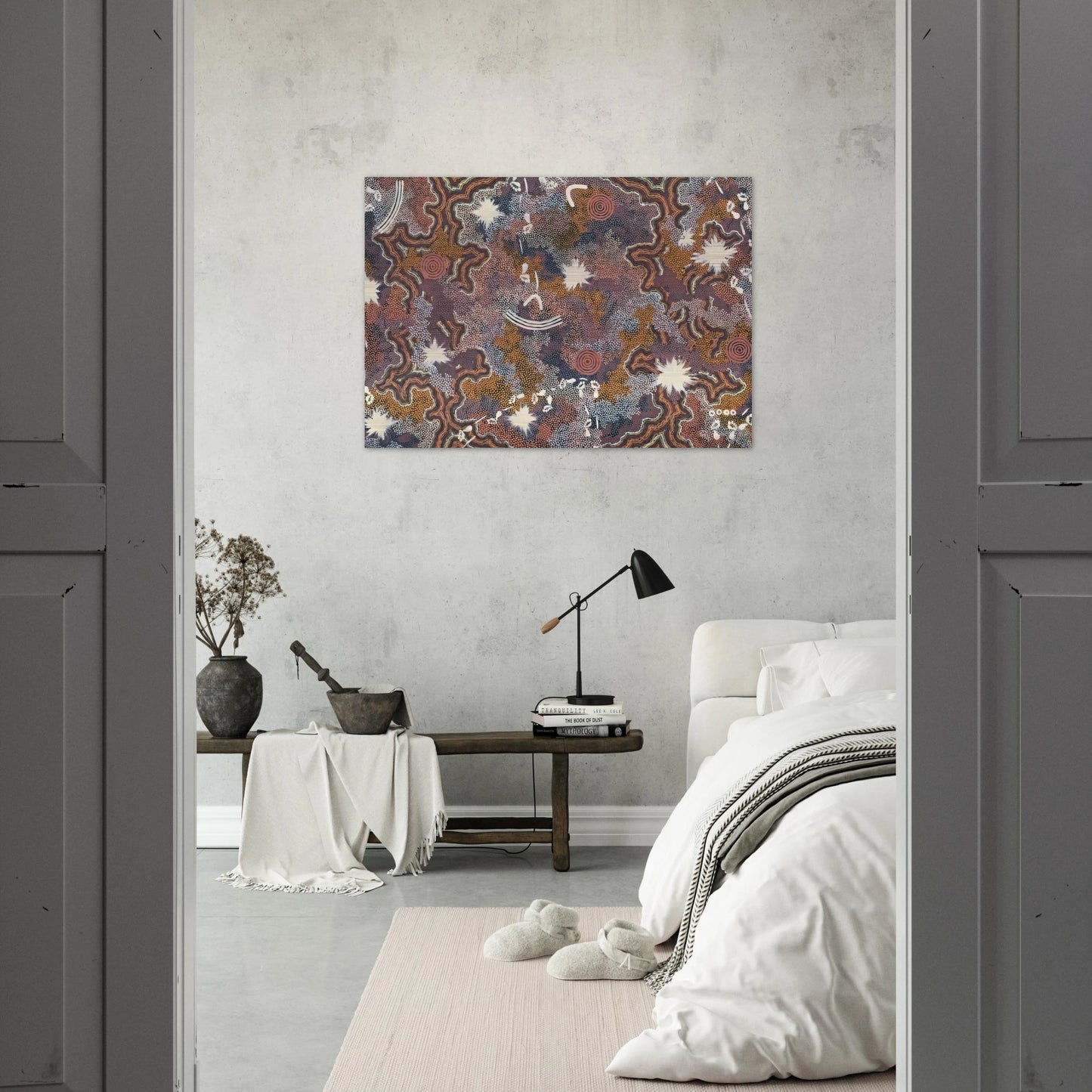 Ngarlu Red Hill - 1990 - Clifford Possum Tjapaltjarri Brushed Aluminum Print - 70x100 cm / 28x40 inches | Clifford Possum Tjapaltjarri Aluminum Print | Clifford Possum Tjapaltjarri Prints