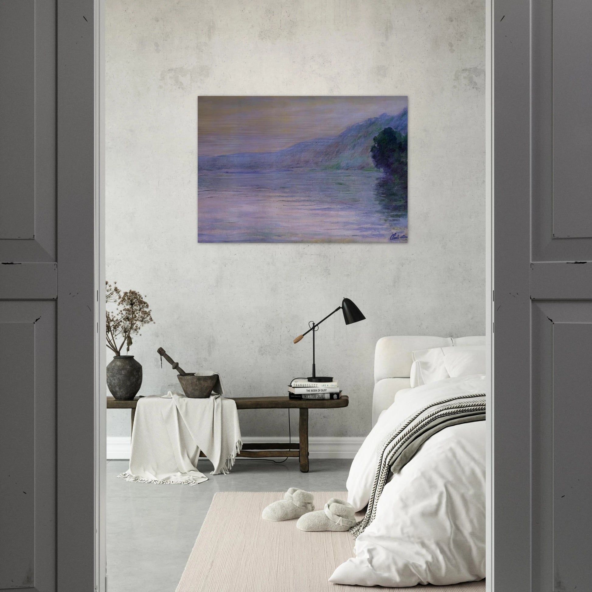 The Seine at Port-Villez, Blue Effect - claude monet Brushed Aluminum Print - 70x100 cm / 28x40 inches | claude monet Aluminum Print | claude monet Prints