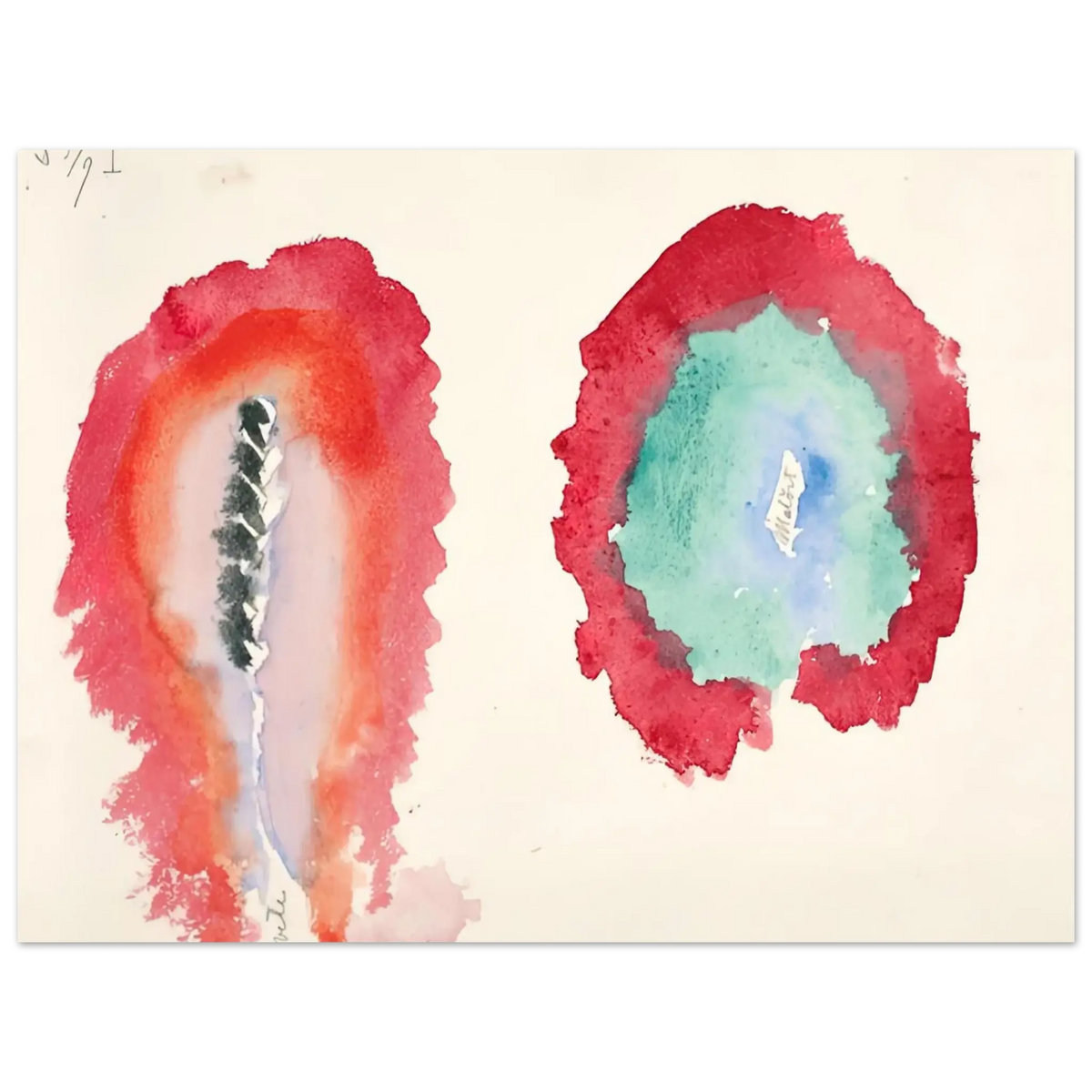 Hilma af Klint - WHEAT AND WORMWOOD 1922 Wall art - 30x45 cm / 12x18 Inches - Premium Wooden Framed Poster With Fine Art Paper - White frame