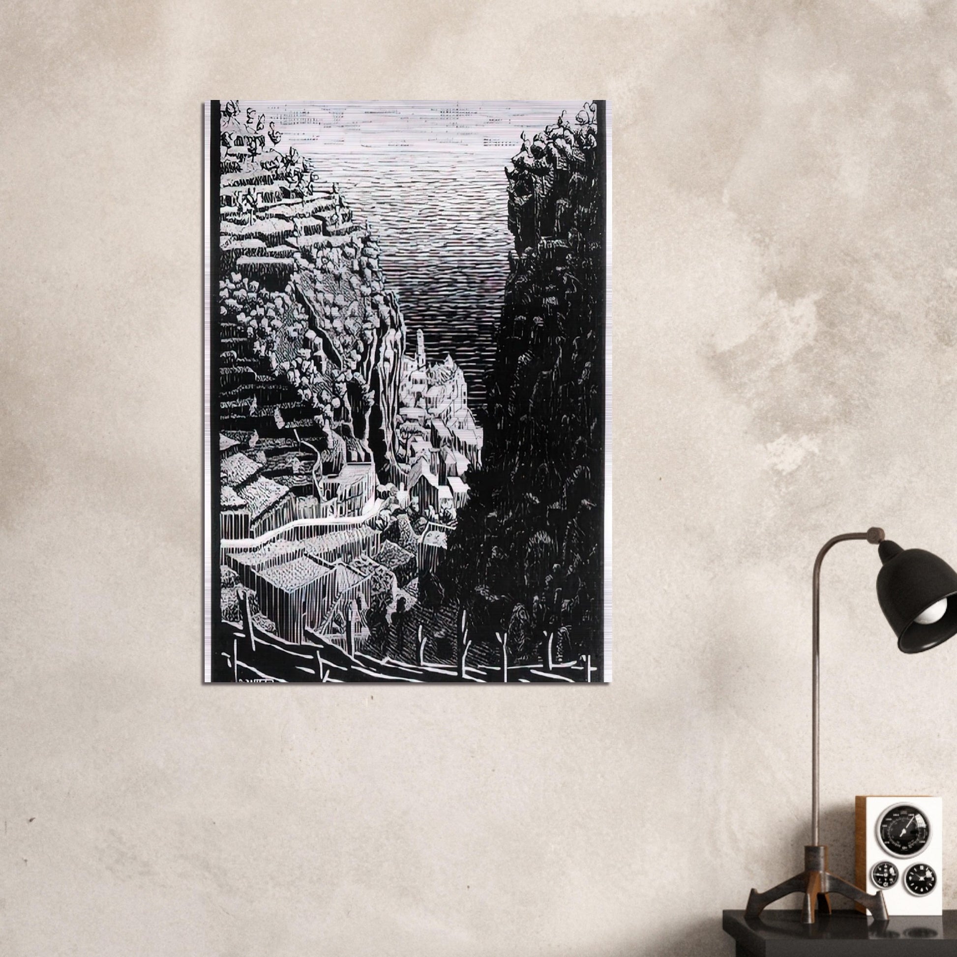 ATRANI COAST OF AMALFI 1 - MC Escher Brushed Aluminum Print - 70x100 cm / 28x40 inches | MC Escher Aluminum Print | MC Escher Prints