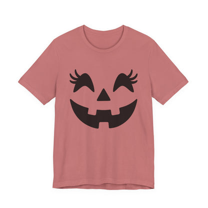 Jack-o'-lantern Gezicht Pompoen Wimpers Halloween Vrouwen Meisjes T-Shirt