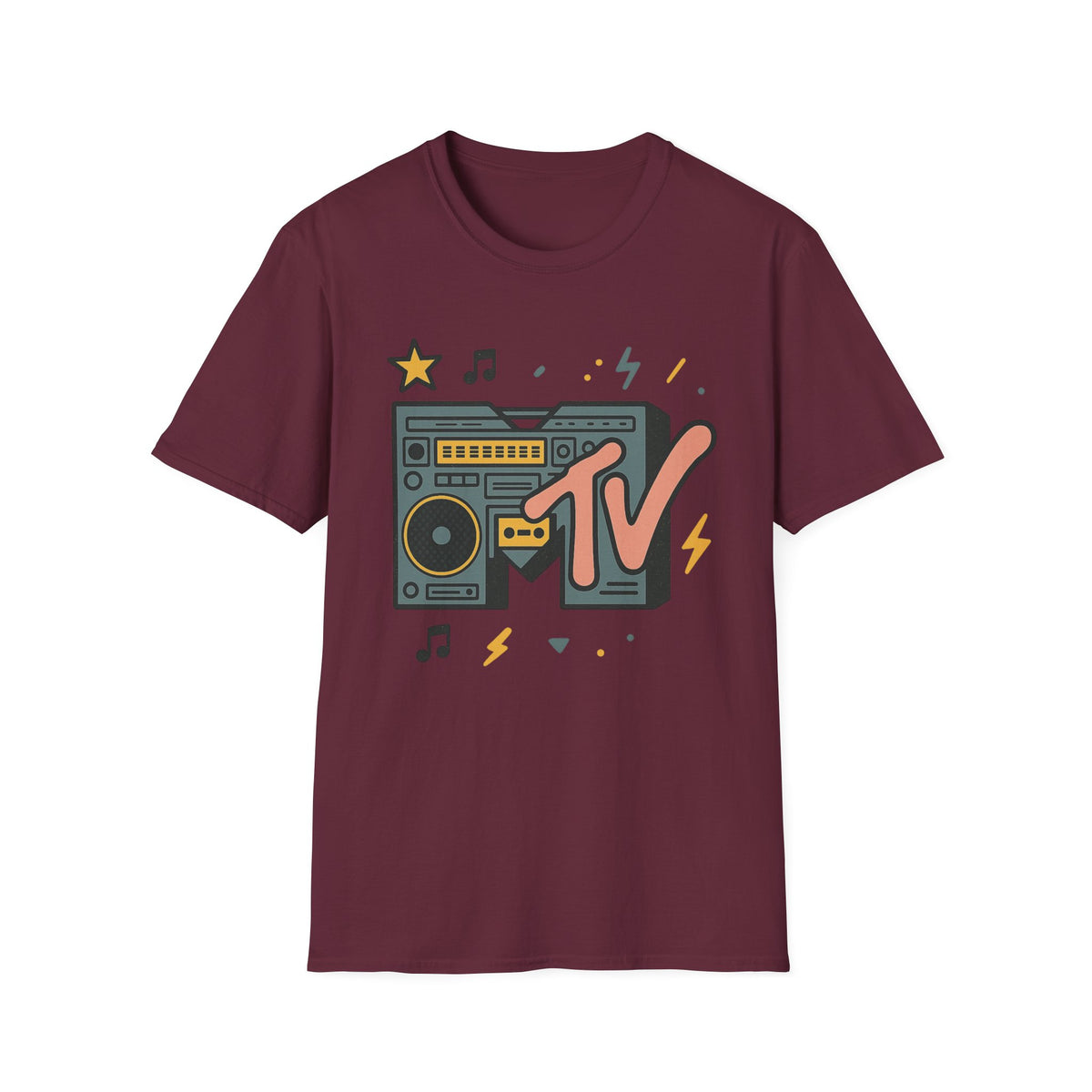 Retro MTV Vintage Luipaardprint Muziek Televisie Grafisch T-shirt 80s 90s Throwback Unisex Band Shirt Dierenprint Rockstijl T-Shirt