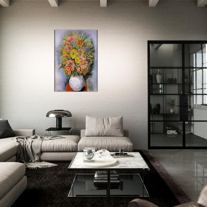 BOUQUET OF VARIOUS FLOWERS AND MIMOSA - Moise Kisling Brushed Aluminum Print - 70x100 cm / 28x40 inches | Moise Kisling Aluminum Print | Moise Kisling Prints