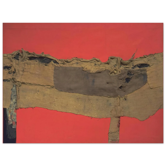 Alberto Burri - Sacking and Red - 1954  75x100 cm / 30x40inches Fine Art Poster