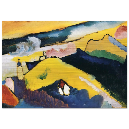 MOUNTAIN LANDSCAPE WITH CHURCH 1910 - Wassily Kandinsky Brushed Aluminum Print - 70x100 cm / 28x40 inches | Wassily Kandinsky Aluminum Print | Wassily Kandinsky Prints