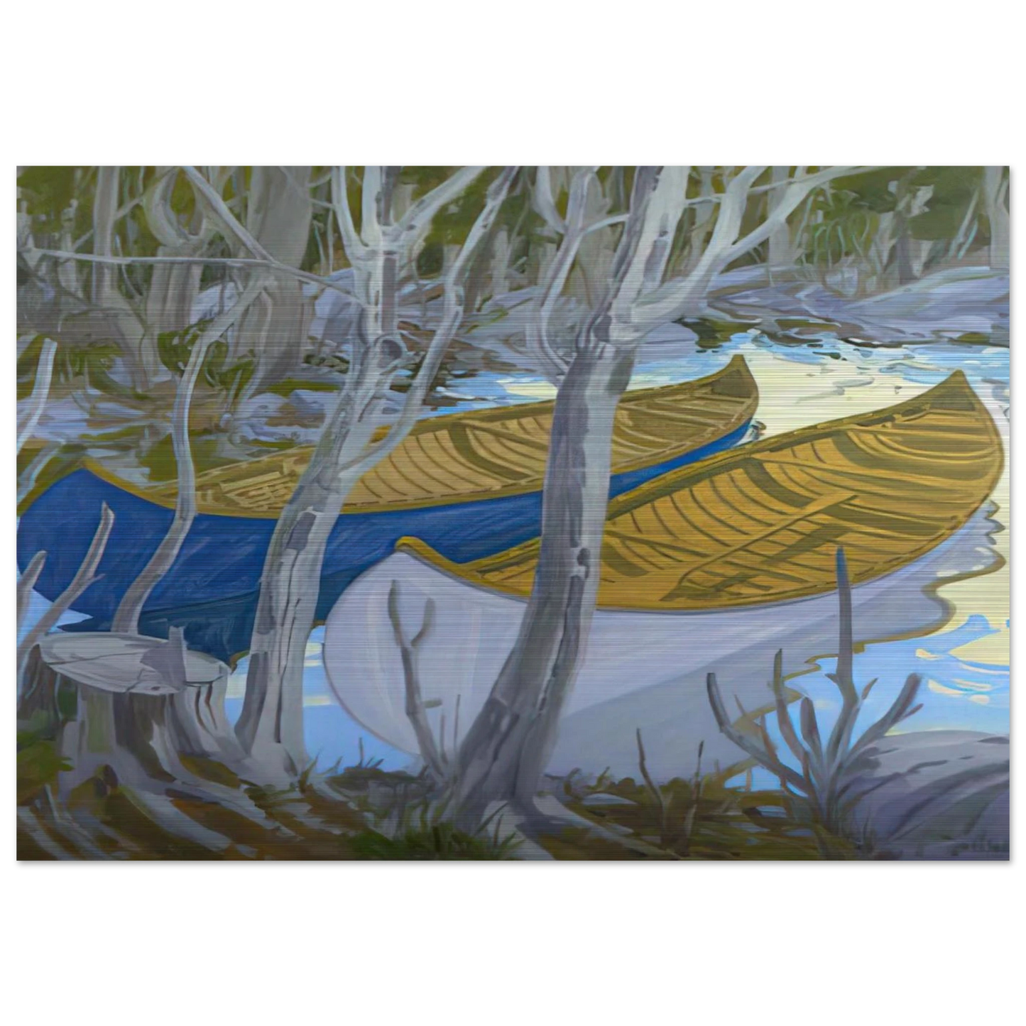 Two Canoes - Contemporary Realism - Neil Welliver Brushed Aluminum Print - 70x100 cm / 28x40 inches | Neil Welliver Aluminum Print | Neil Welliver Prints
