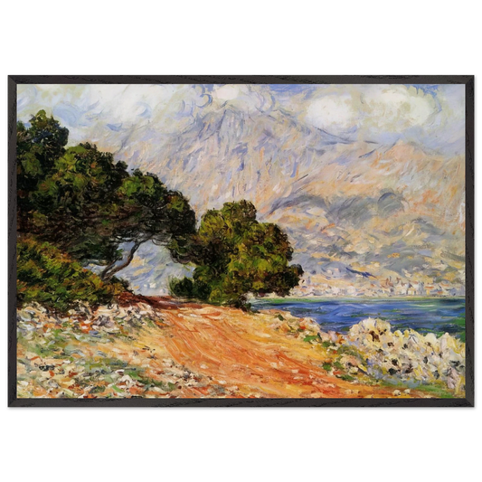Meton Seen from Cap Martin - claude monet 70x100 cm / 28x40 inches Framed Art Print – Black Wooden Frame