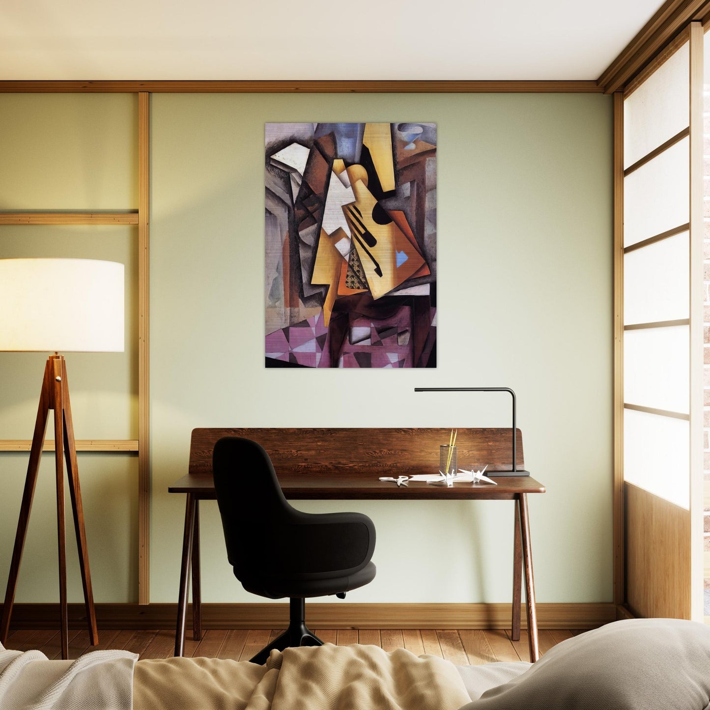 GUITAR ON A CHAIR 1913 - Juan Gris Brushed Aluminum Print - 70x100 cm / 28x40 inches | Juan Gris Aluminum Print | Juan Gris Prints