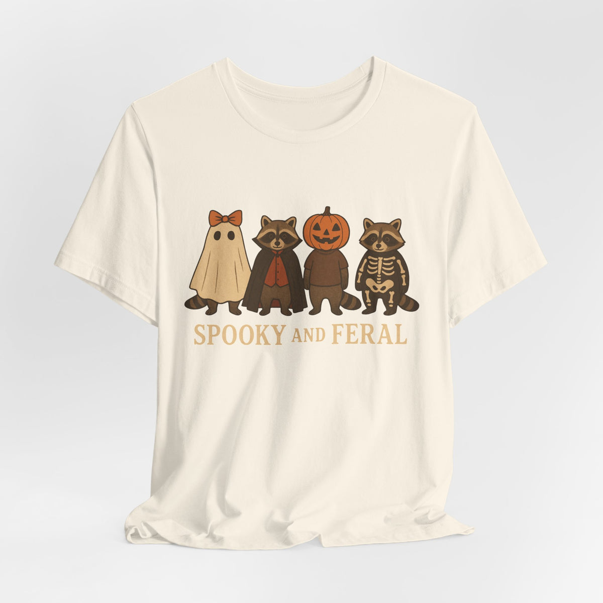 Spooky Raccoon Shirt, Grappige Halloween Grafisch T-shirt, Schattig Vintage Herfst T-shirt, Trendy Vrouwen Halloween Shirt, Feral Raccoon T-shirt