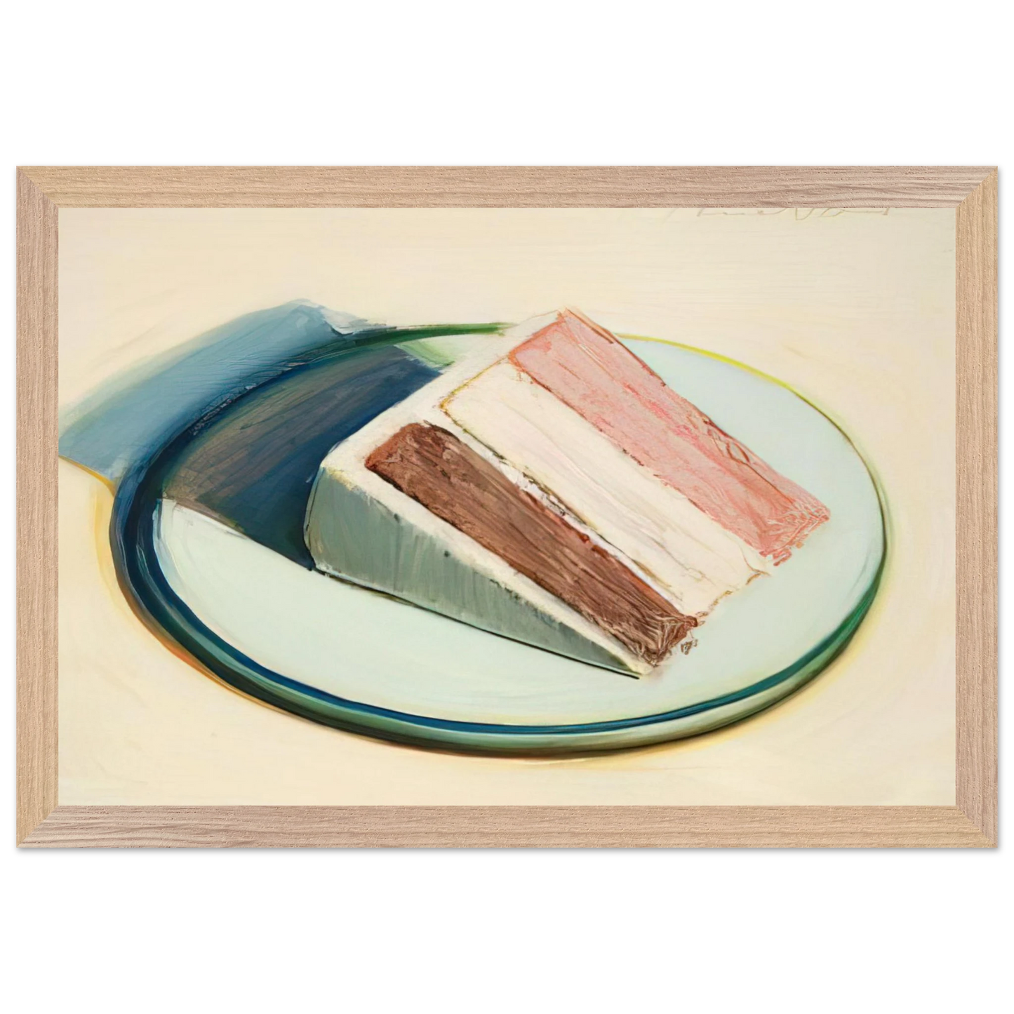 Wayne Thiebaud - Cake Slice - 1979 Wall Art - 30x40 cm / 12x16 inches - Premium Wooden Framed Poster With Fine Art Paper - Black frame