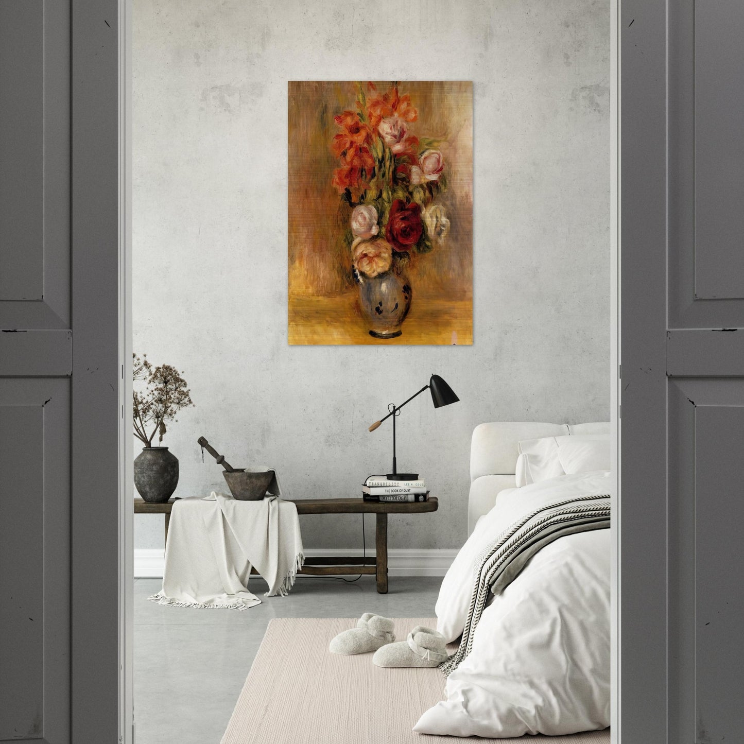 Vase of Gladiolas and Roses - Pierre-Auguste Renoir Brushed Aluminum Print - 70x100 cm / 28x40 inches | Pierre-Auguste Renoir Aluminum Print | Pierre-Auguste Renoir Prints