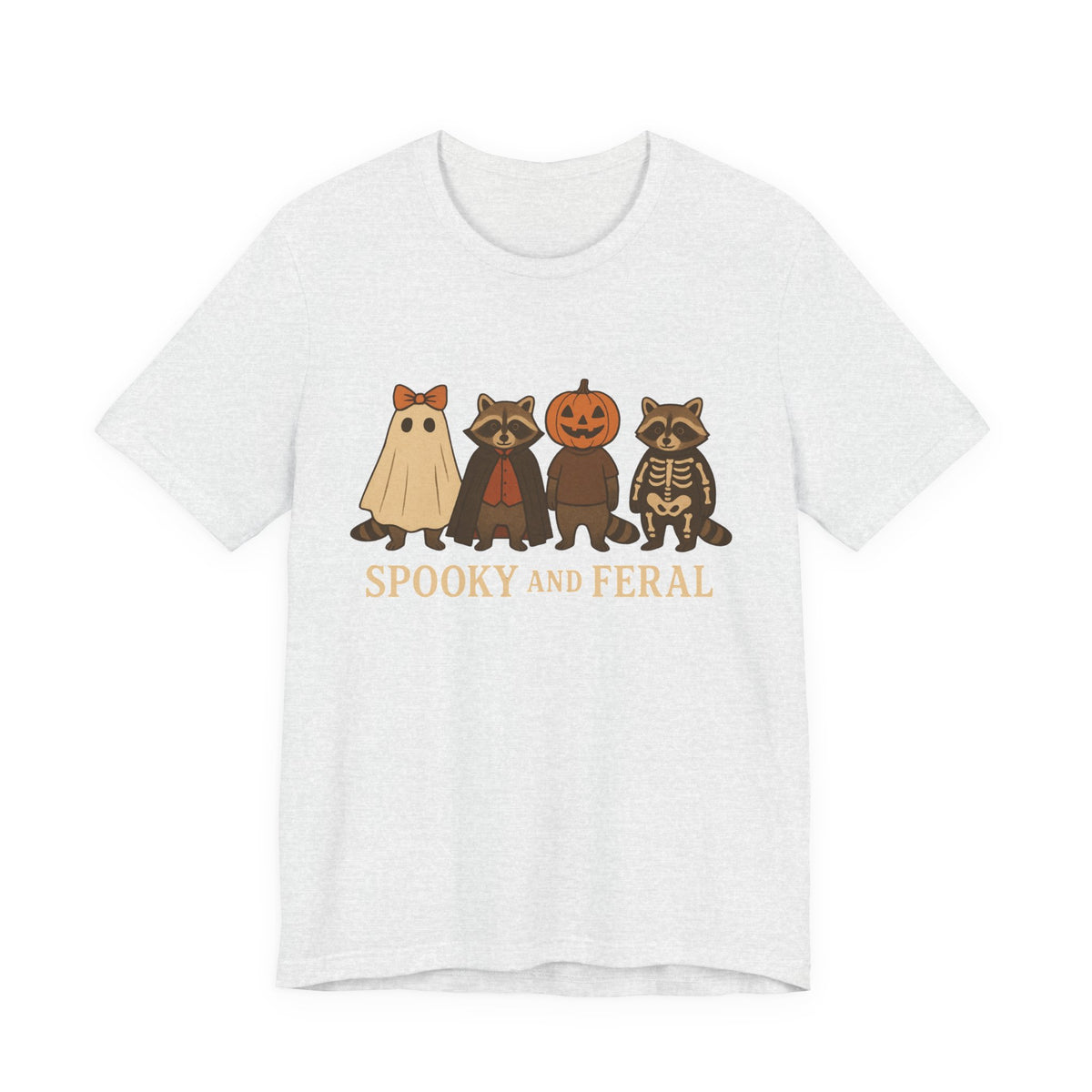 Spooky Raccoon Shirt, Grappige Halloween Grafisch T-shirt, Schattig Vintage Herfst T-shirt, Trendy Vrouwen Halloween Shirt, Feral Raccoon T-shirt