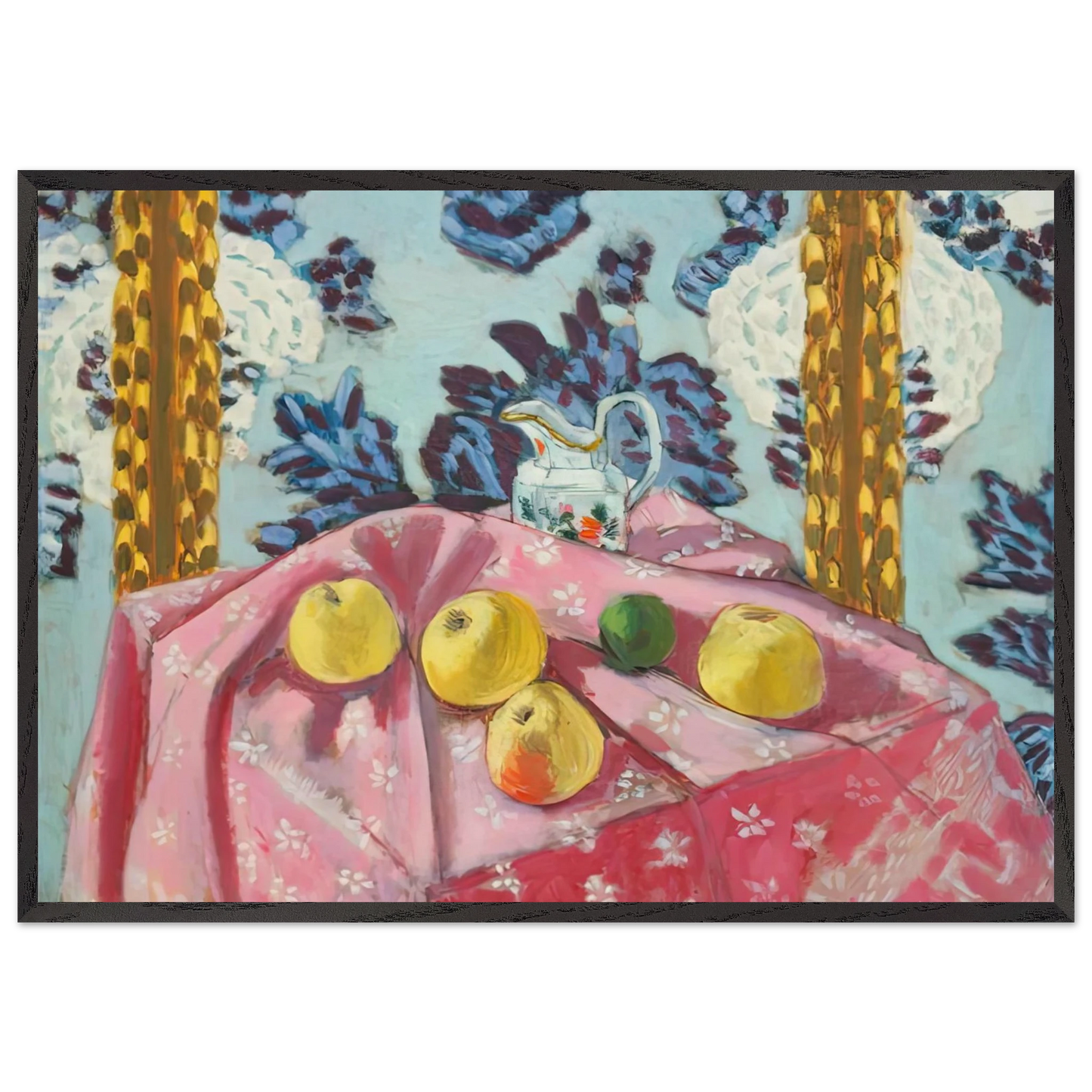 STILL LIFE WITH APPLES ON A PINK TABLECLOTH 1924 - Henri Matisse 70x100 cm / 28x40 inches Framed Art Print – Black Wooden Frame