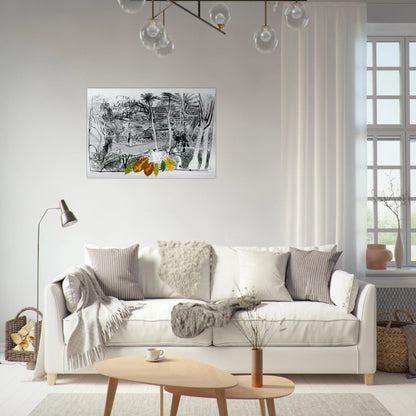 The Garden in Sanur - Bali - 1980 - Brett Whiteley Brushed Aluminum Print - 70x100 cm / 28x40 inches | Brett Whiteley Aluminum Print | Brett Whiteley Prints