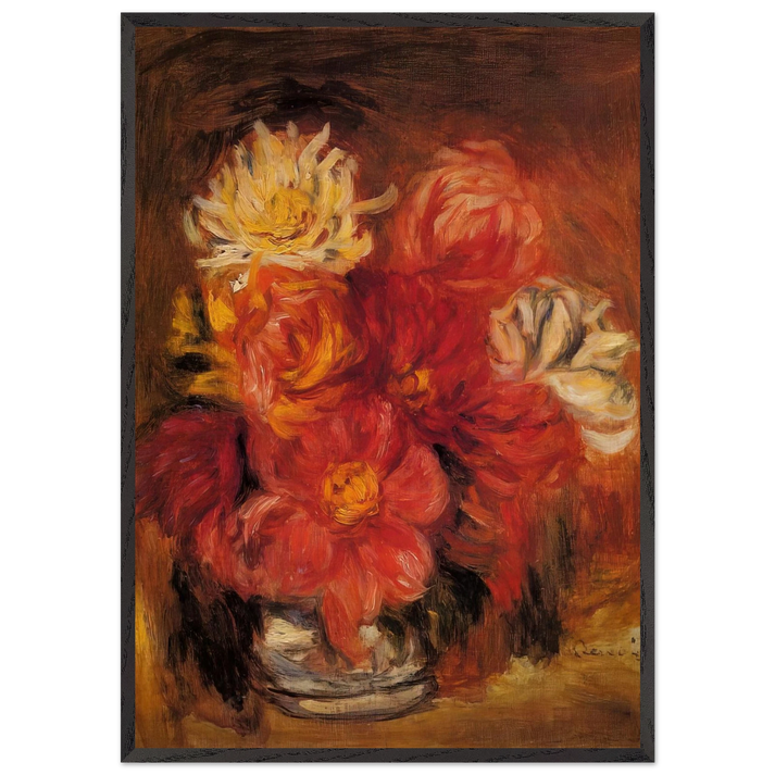 Dahlias N2 - Pierre-Auguste Renoir 70x100 cm / 28x40 inches Framed Art Print – Black Wooden Frame