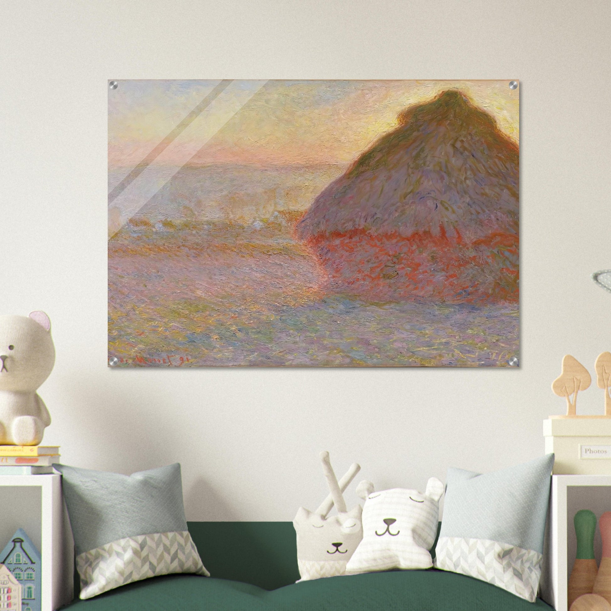Grainstack Sunset - claude monet Acrylic Print - 70x100 cm / 28x40″ inches | claude monet Wall Art | claude monet Prints