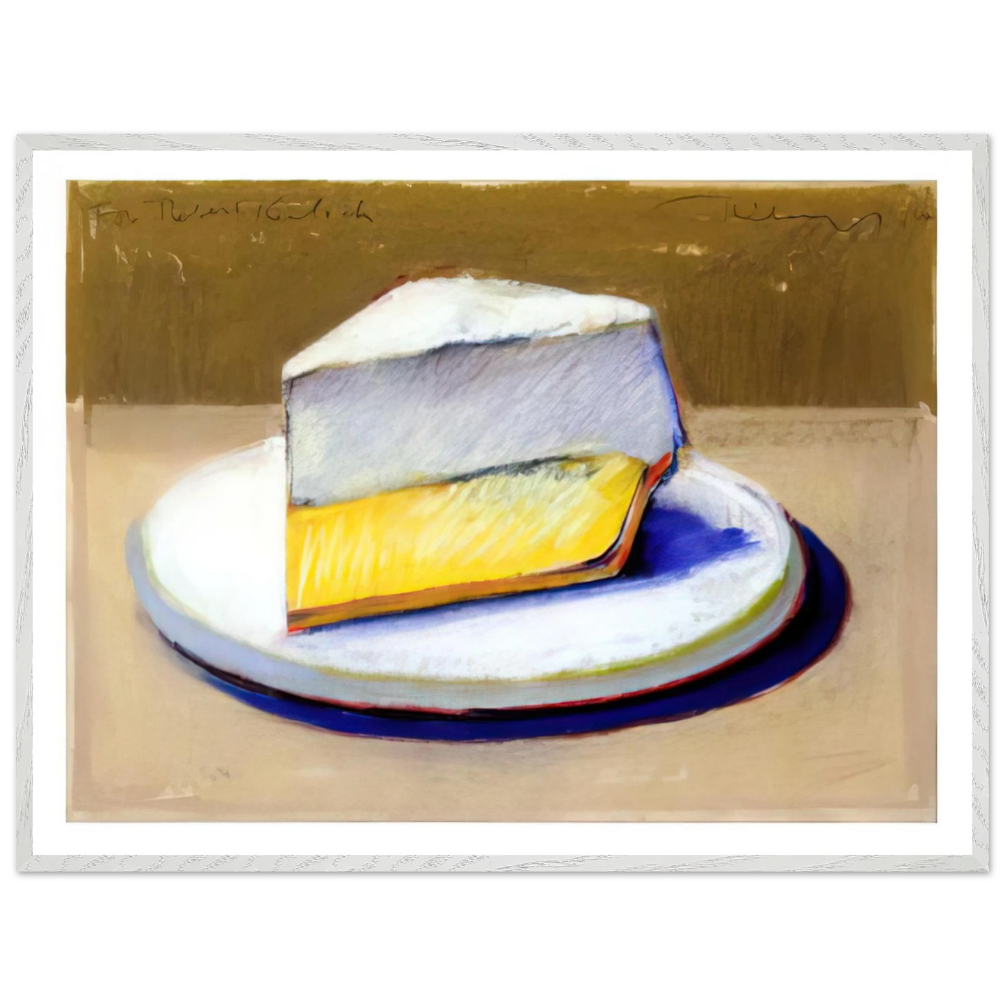 Wayne Thiebaud - Lemon Meringue Pie - 1964 Wall Art - 21x29.7 cm / 8x12" - Premium Wooden Framed Poster With Fine Art Paper-canvas - Black frame