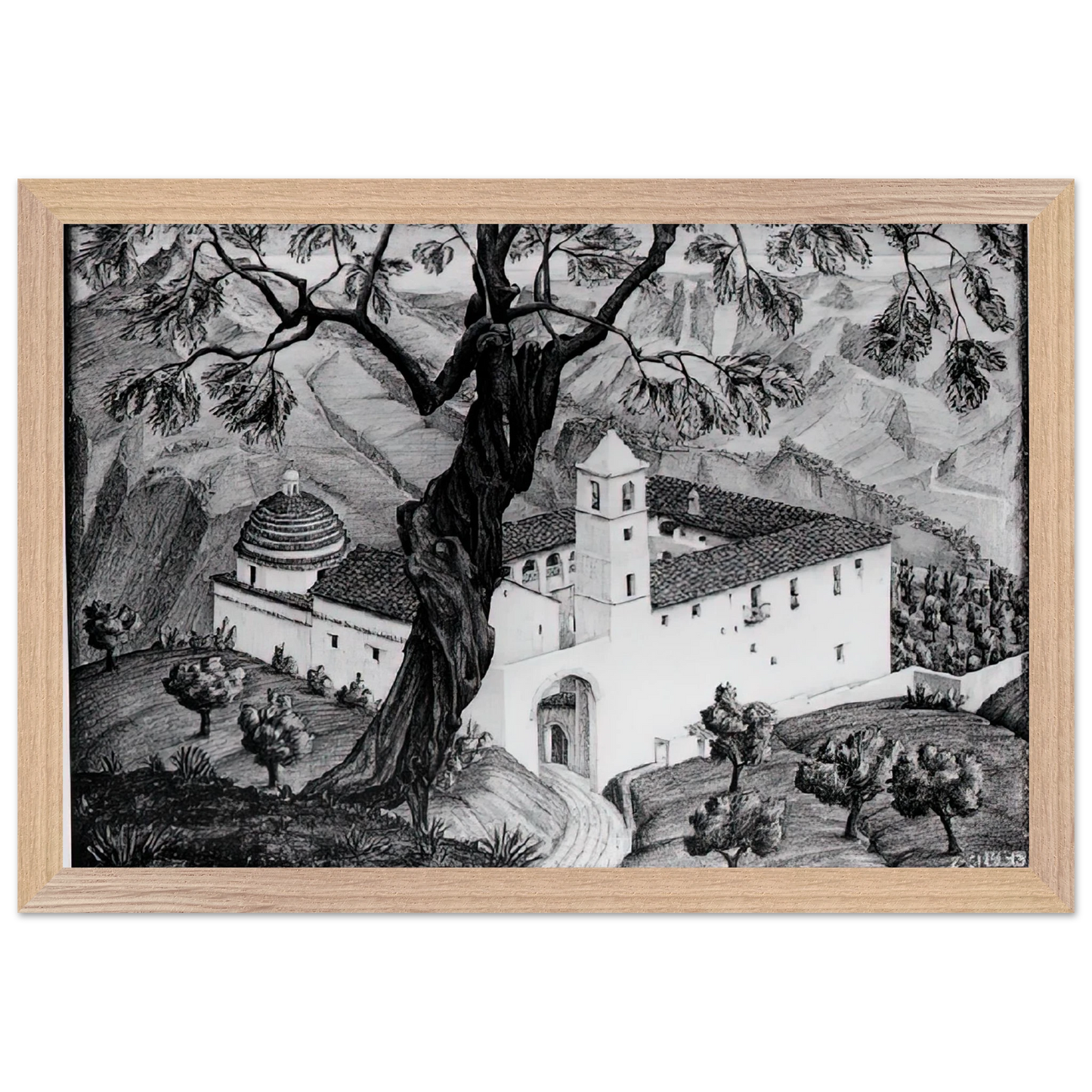 MC Escher - CLOISTER NEAR ROCCA IMPERIALE CALABRIA Wall Art - 60x80 cm / 24x32 inches - Fine Art Poster-canvas - -