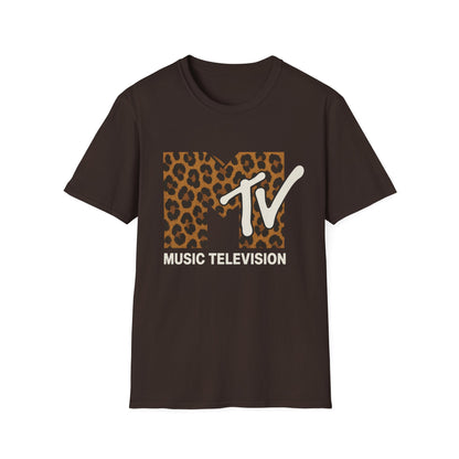 Vintage MTV Cheetah Print Grafisch T-Shirt Retro Muziek Televisie 80s 90s Throwback Band Shirt Unisex Dierenprint Rock Shirt
