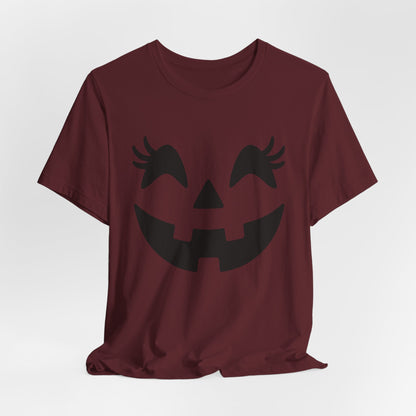 Jack-o'-lantern Gezicht Pompoen Wimpers Halloween Vrouwen Meisjes T-Shirt