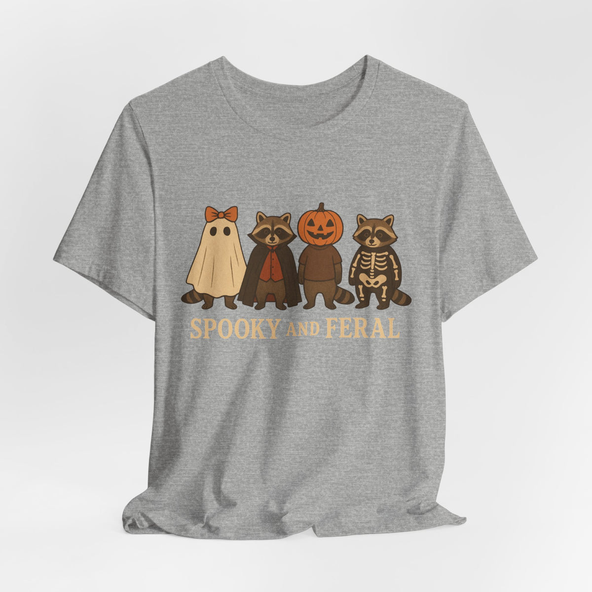 Spooky Raccoon Shirt, Grappige Halloween Grafisch T-shirt, Schattig Vintage Herfst T-shirt, Trendy Vrouwen Halloween Shirt, Feral Raccoon T-shirt