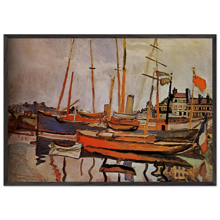 THE PORT OF LE HAVRE 1906 - Raoul Dufy 70x100 cm / 28x40 inches Framed Art Print – Black Wooden Frame